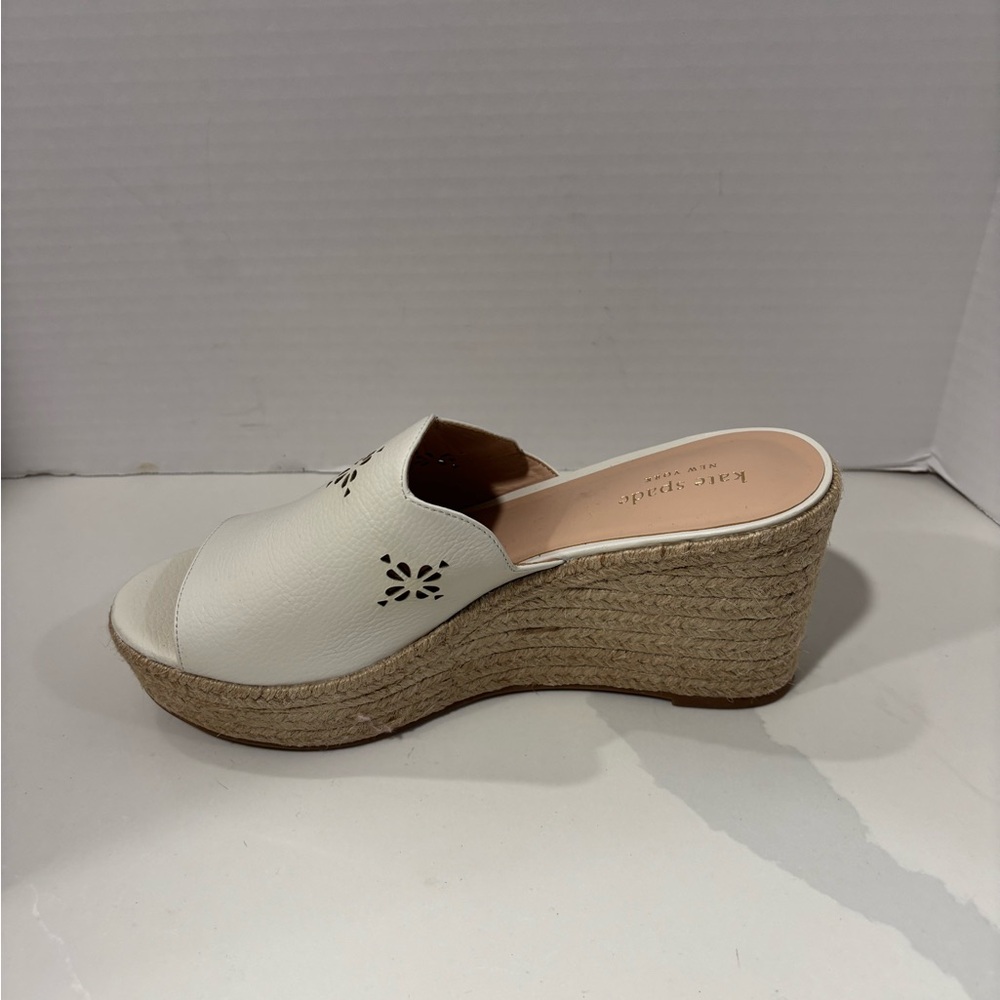 Kate Spade New York Tenley Espadrille Wedge Sandals Laser Cut White Size 8.5 - Picture 6 of 8
